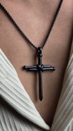 3 Nails Black Cross Necklace
