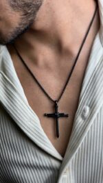 3 Nails Black Cross Necklace - Image 4