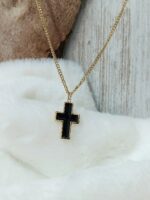 Black Epoxy Large Cross Gold Plated - Image 5