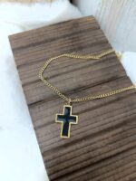 Black Epoxy Large Cross Gold Plated - Image 4