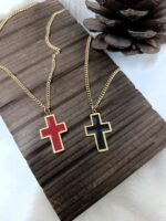 Black Epoxy Large Cross Gold Plated - Image 2