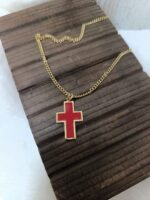 Red Epoxy Large Cross Gold Plated - Image 2