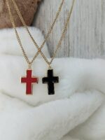 Red Epoxy Large Cross Gold Plated - Image 3