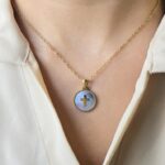 Cross Light Color Round Shell Necklace Gold