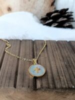 Cross Light Color Round Shell Necklace Gold - Image 3