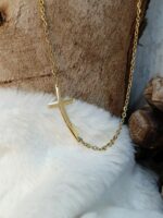Curve Cross Necklace Gold Plated - Image 8