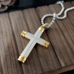 Gold Edges Cross Necklace