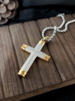 Gold Edges Cross Necklace