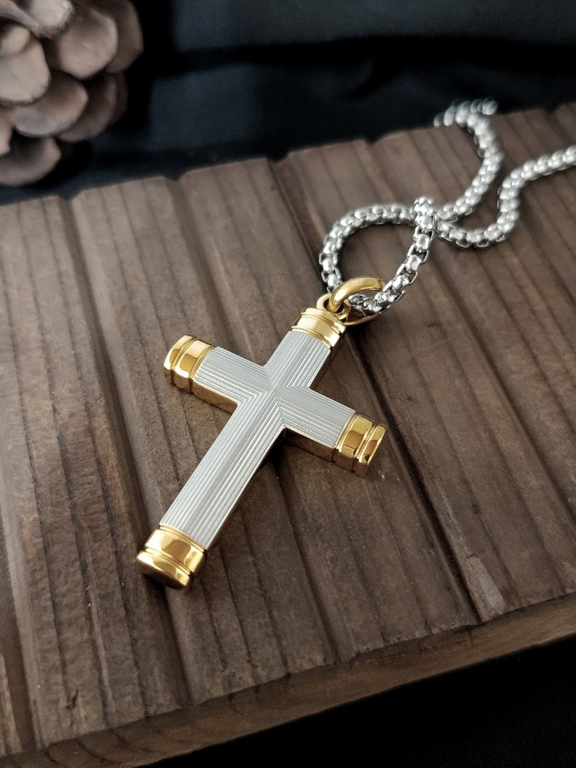 gold-edges-cross-necklace (1) Gold Edges Cross Necklace - Image 1