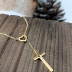 Heart Cross Necklace Gold Plated