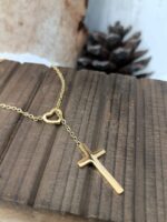 Heart Cross Necklace Gold Plated