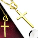 Heart Cross Necklace Gold Plated - Image 4