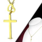 Heart Cross Necklace Gold Plated - Image 3