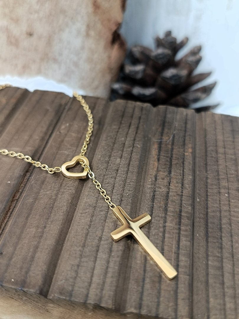 heart-cross-necklace Heart Cross Necklace Gold Plated - Image 1