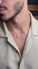 Hollow Out Cross Gold Pendant Necklace - Image 3