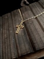 Hollow Out Cross Gold Pendant Necklace - Image 2