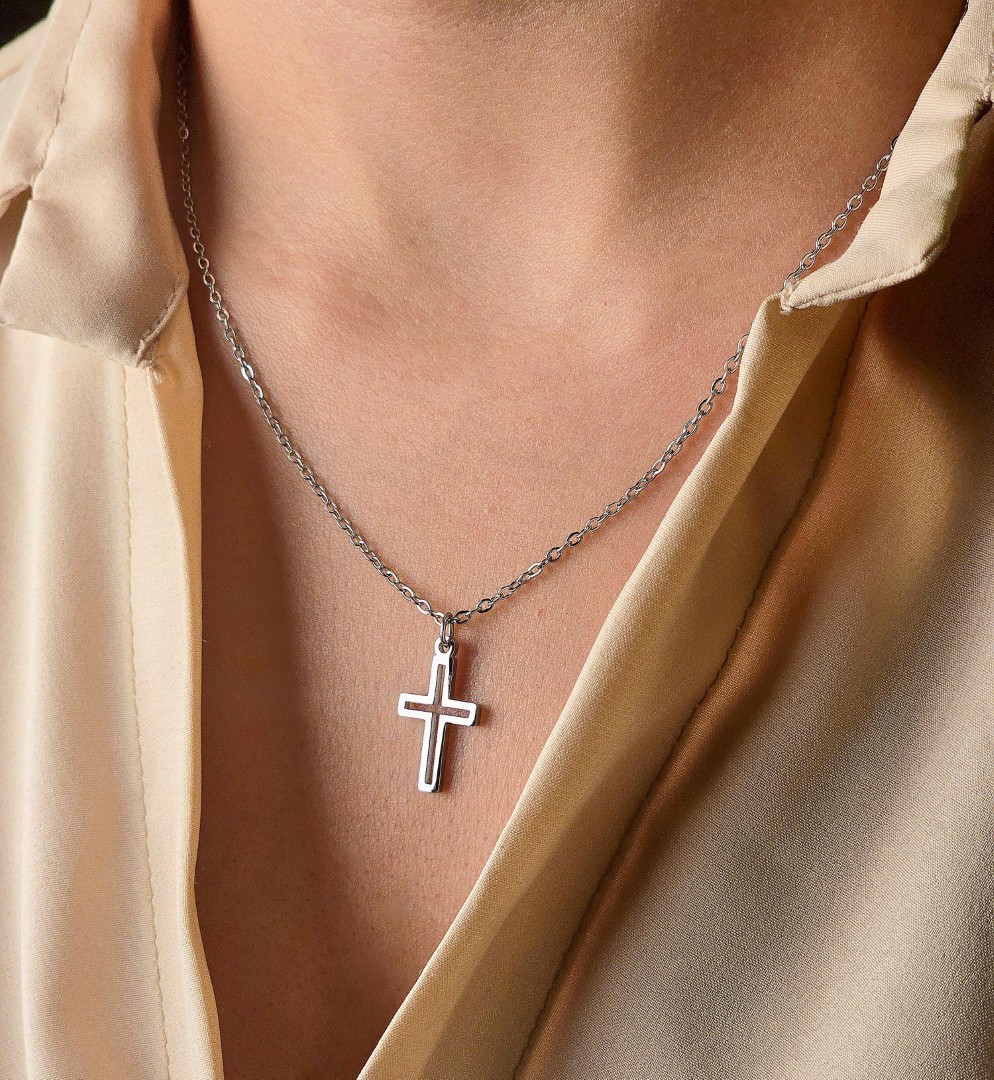 hollow-out-cross-pendant-necklace Hollow Out Cross Pendant Necklace - Image 1