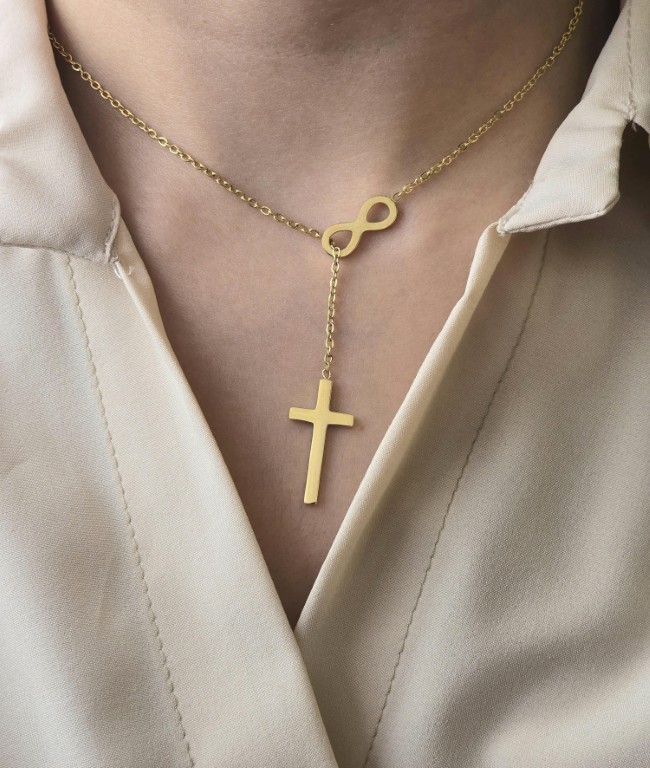 infinity-cross-necklace Infinity Cross Necklace Gold Plated - Image 1