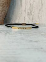 Jesus Braided Rope Black Bracelet Gold - Image 3