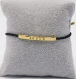 Jesus Braided Rope Black Bracelet Gold - Image 2