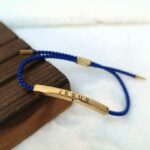 Jesus Braided Rope Blue Bracelet Gold