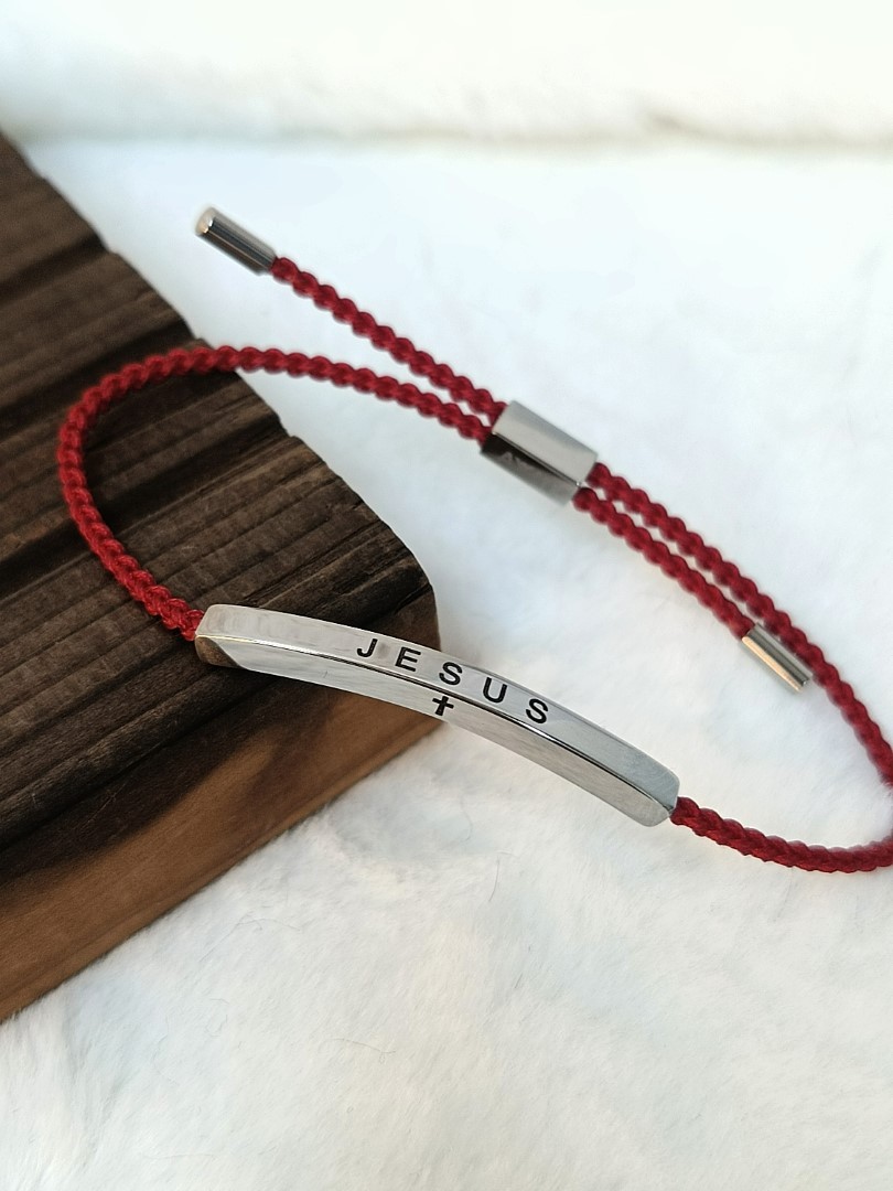 jesus-braided-rope-red-bracelet Jesus Braided Rope Red Bracelet - Image 1