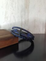 Navy Blue Multi Lap Leather Bracelet - Image 2