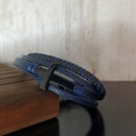 Navy Blue Multi Lap Leather Bracelet