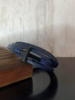 Navy Blue Multi Lap Leather Bracelet