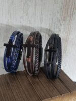 Navy Blue Multi Lap Leather Bracelet - Image 3