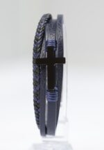 Navy Blue Multi Lap Leather Bracelet - Image 5