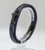Navy Blue Multi Lap Leather Bracelet - Image 6