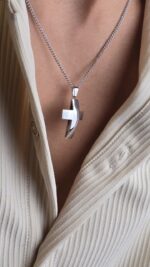Straight Curve Cross Necklace - Image 2