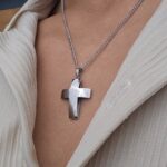 Straight Curve Cross Necklace