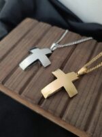 Straight Curve Cross Necklace - Image 4