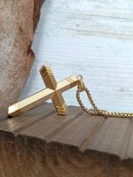 Triangle Edges Cross Gold Necklace - Image 3