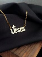 White Epoxy Filled Jesus Necklace - Image 5