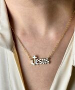 White Epoxy Filled Jesus Necklace