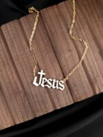 White Epoxy Filled Jesus Necklace - Image 4