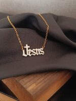 White Epoxy Filled Jesus Necklace - Image 3