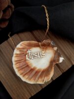 White Epoxy Filled Jesus Necklace - Image 2