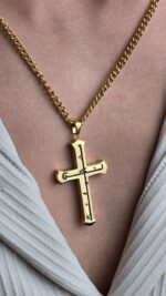 Your Will Gold Cross Pendant Chain Arabic