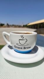 Elegant "Grace Brew" Mug with Saucer for Espresso and Turkish Coffee.